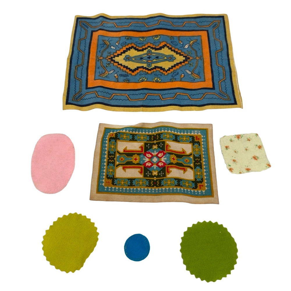 Vintage 1980 Mattel The Littles Dollhouse Rugs and Fabric Accessories Lot